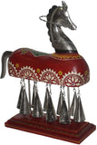Lal Haveli Beautifully crafted and painted Horse with bells Showpiece  -  33 cm