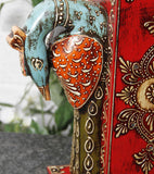 Unravel india Jodhpuri Peacock Multicolored Wine Bottle Holder Showpiece  -  33.02 cm