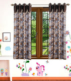 HomeeHub Polyester Multicolor Self Design Eyelet Window Curtain