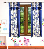 HomeeHub Polyester Multicolor Self Design Eyelet Window Curtain