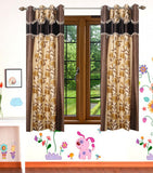 HomeeHub Polyester Multicolor Self Design Eyelet Window Curtain