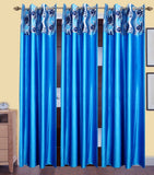 HomeeHub Polyester Multicolor Self Design Eyelet Door Curtain