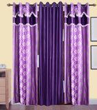 HomeeHub Polyester Multicolor Self Design Eyelet Door Curtain