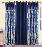 HomeeHub Polyester Multicolor Self Design Eyelet Door Curtain