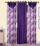 HomeeHub Polyester Multicolor Self Design Eyelet Door Curtain