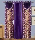 HomeeHub Polyester Multicolor Self Design Eyelet Door Curtain