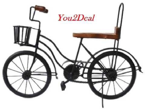 You2Deal Wood & Iron Handicraft Antique Style Home Decor Cycle Gift Item Showpiece  -  25 cm