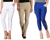 Glitterss Women's White, Beige, Blue Jeggings