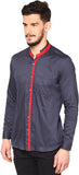 I Know Men's Solid Casual Dark Blue Shirt
