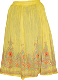 Indiatrendzs Embellished Women's A-line Yellow Skirt