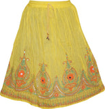 Indiatrendzs Embellished Women's A-line Yellow Skirt