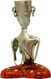 Kakori Handcrafted Seated Musician having Red Color and Nickel Polish Finish Showpiece  -  17 cm