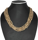 Joyeria Milan Multi Line Beaded Gold Resin Necklace