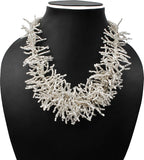 Joyeria Milan Rooted White Beads Resin Necklace