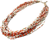Joyeria Milan Orange And White Multistrand Resin Necklace
