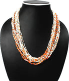 Joyeria Milan Orange And White Multistrand Resin Necklace