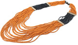 Joyeria Milan Orange And Black Beaded Resin Necklace