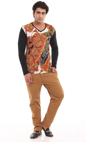Wecart Graphic Print Men's V-neck T-Shirt