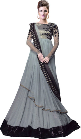 VIHA Net Embroidered Semi-stitched Salwar Suit Dupatta Material