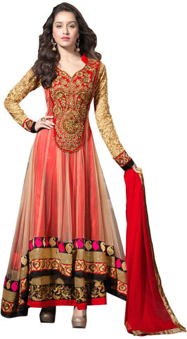 VIHA Net Embroidered Semi-stitched Salwar Suit Dupatta Material