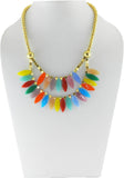 Junk Multicolour Flower Brass Necklace
