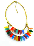 Junk Multicolour Flower Brass Necklace