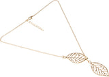 Jewel Touch Spiritual Gold Double Leaf Shape Alloy Necklace