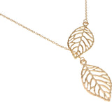 Jewel Touch Spiritual Gold Double Leaf Shape Alloy Necklace