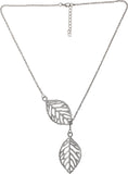 Jewel Touch Shiny Silver Double Leaf Shape Alloy Necklace