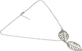 Jewel Touch Shiny Silver Double Leaf Shape Alloy Necklace