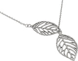 Jewel Touch Shiny Silver Double Leaf Shape Alloy Necklace