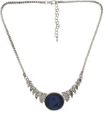 Jewel Touch Bright Sapphire Scale Shape Design Alloy Necklace