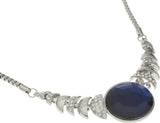 Jewel Touch Bright Sapphire Scale Shape Design Alloy Necklace