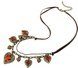 Jewel Touch Angel Wing Heart Pendant Leather Necklace