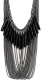 Jewel Touch Black Falling Beads Alloy Necklace