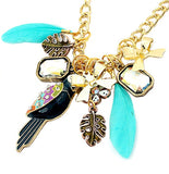 Jewel Touch Feather Bird Charm Alloy Necklace