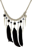 Jewel Touch Minky Black Feather Tassel Design Alloy Necklace