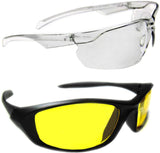 Kawachi Outdoor Sports Night Vision Driving Yellow Sunglass Plus White Transparent Motorcycle Goggles