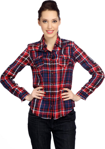 Bedazzle Women's Checkered Casual Shirt