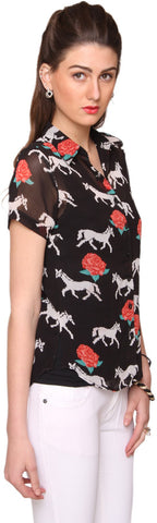 Bedazzle Women's Animal Print Casual Shirt