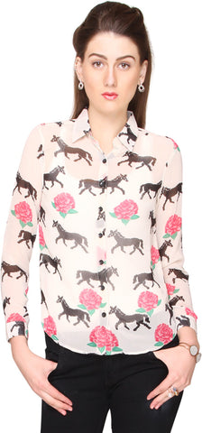 Bedazzle Women's Animal Print Casual Shirt