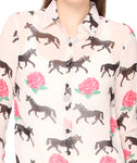 Bedazzle Women's Animal Print Casual Shirt