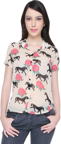 Bedazzle Women's Animal Print Casual Shirt