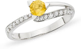 Kiara Jewellery Sterling Silver Cubic Zirconia Rhodium Ring