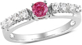 Kiara Jewellery Sterling Silver Cubic Zirconia Rhodium Ring