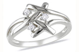 Kiara Jewellery Sterling Silver Cubic Zirconia Rhodium Ring