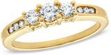 Kiara Jewellery Sterling Silver Swarovski Crystal Yellow Gold Ring