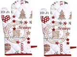 Cotonex Red, White Cotton Kitchen Linen Set