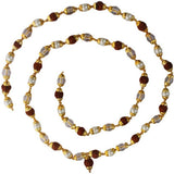 Fashion Craft Elegant Multicolor Rudraksha,Crystal,Peal Mala With Gold Cap Rudraksha Mala Alloy Chain