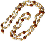 Fashion Craft Elegant Multicolor Rudraksha,Crystal,Peal Mala With Gold Cap Rudraksha Mala Alloy Chain